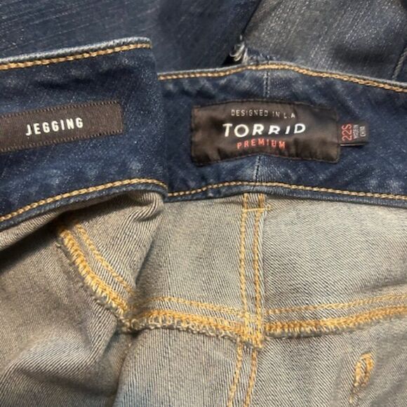 Torrid Premium distressed 5 pocket denim jeggings, size 22S - Picture 3 of 4